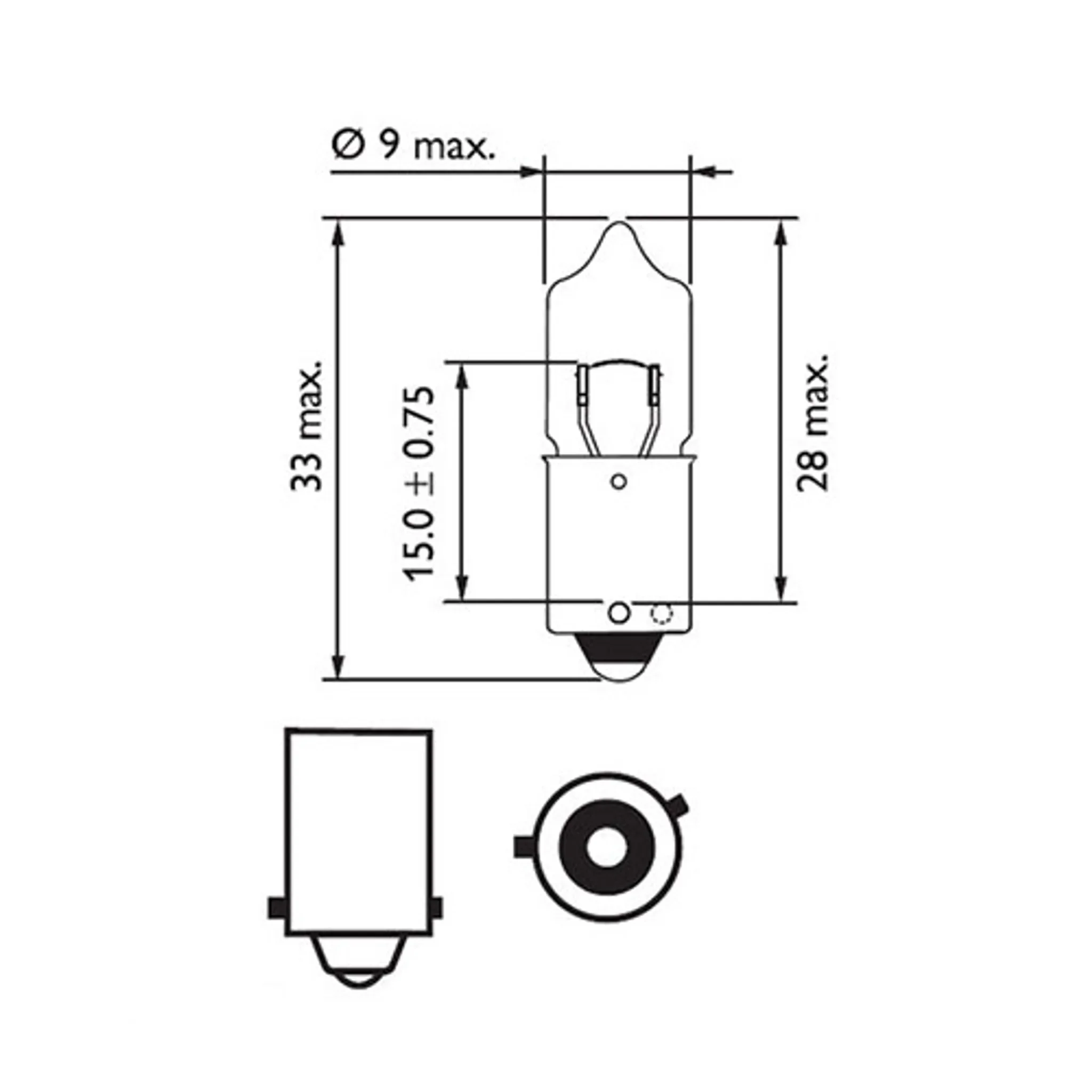 Halogen Glühlampe BAX9S H6W – 12 V / 6 W, 2er-Set